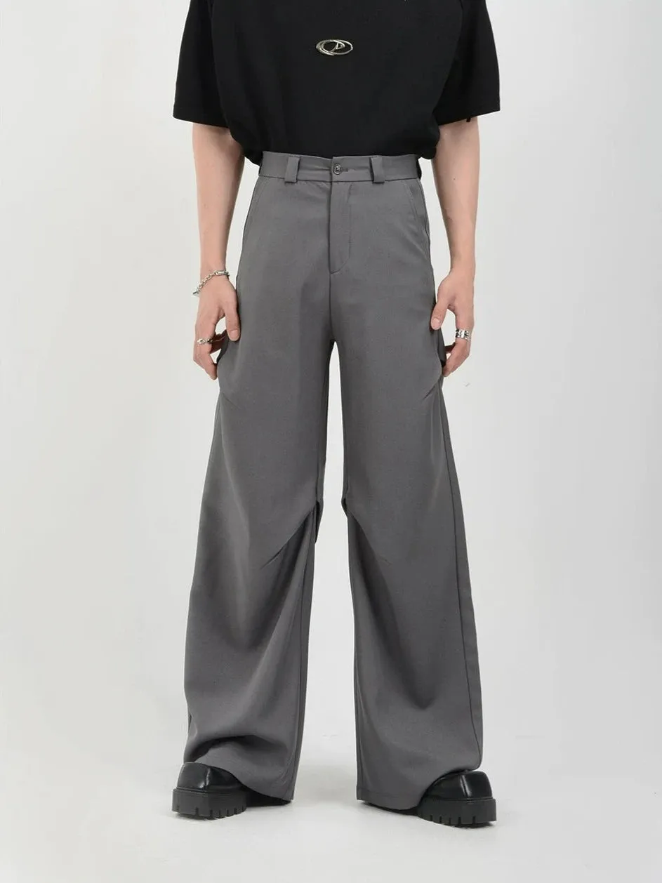 Wide Leg Belted Trousers with Pleated Detail