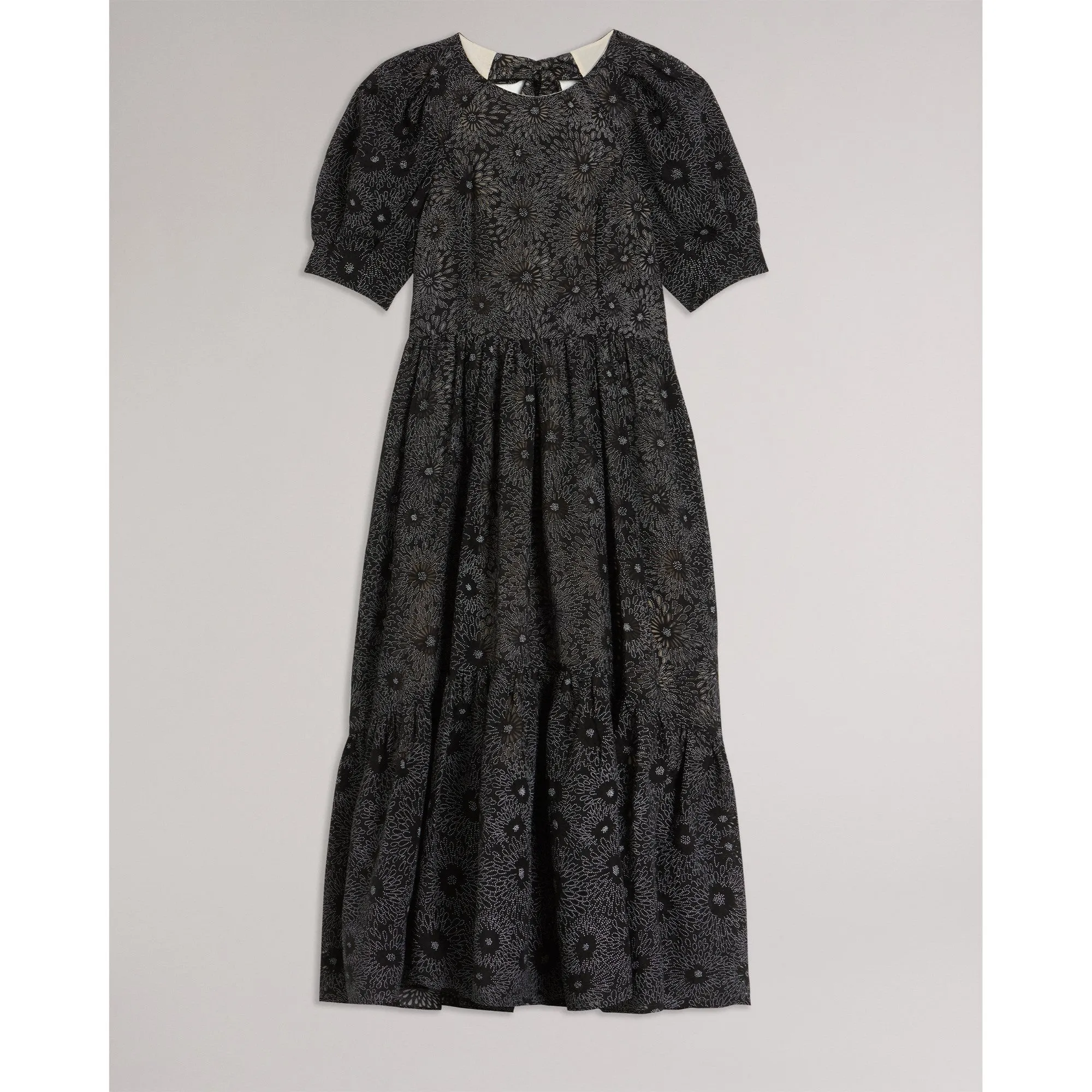 Women Wmd-Meganie-Puff Sleeve Tiered Midi Dress - Black