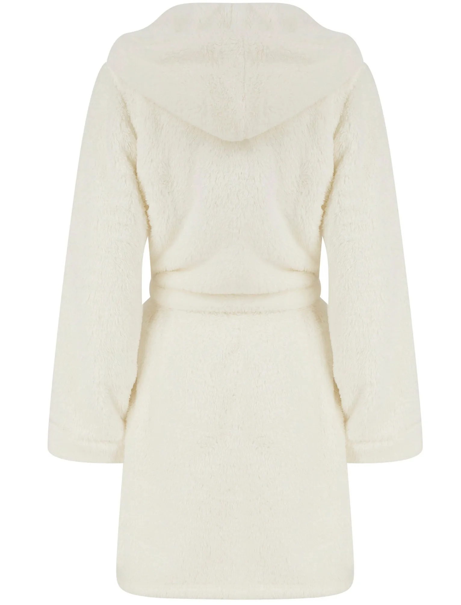 Women's Rosethorns Soft Fleece Tie Robe Dressing Gown with Hood in Ecru - Tokyo Laundry